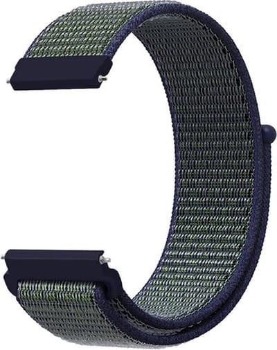 By Qubix Sport Loop nylon bandje 20mm Blauw met groene band Geschikt voor Samsung Galaxy Watch 7 (40 & 44mm) Galaxy Watch FE Galaxy Watch 6 Galaxy Watch 6 Pro Galaxy Watch 5 5 Pro Galaxy Watch 4 4 Classic Active 2 Watch 3 (41mm)