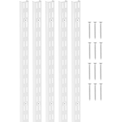 VEVOR Plankpilasters, 1536 mm, 5 stuks, staand wandplankensysteem, robuust ondersteuningssysteem met twee sleuven, 25 schroeven, geschikt voor kast- en kastorganisatie, zilver
