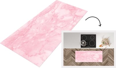 Keukenloper - Loper keuken - Marmer - Roze - Textuur - Chic - 120x50 cm - Keukenloper vinyl