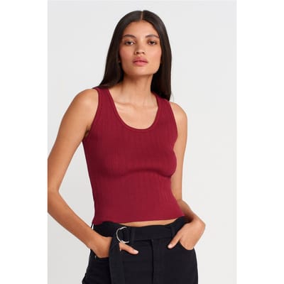 Geribbelde Mouwloze Slim-fit Blouse