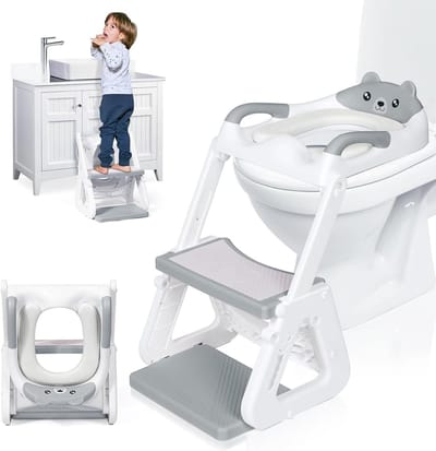 Wc Verkleiner Zindelijkheidstraining Toiletbril Verstelbaar Stabiele Peuter Toiletbril - Driehoekige Structuur - Uitgebreid Pedaal - Spatbescherming - Waterdicht PVC-kussen - Antislip
