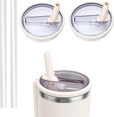 Set van 2 Lekvrije 40oz Tumbler Deksel met Flip Straw, Inclusief 2 Rietjes, Herbruikbaar en Eenvoudig te Reinigen, Ideaal voor Drankaccessoires en Outdoor Gebruik