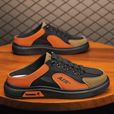 Zomer Mannen Mesh Schoenen Casual Vissers Slippers Instappers Loafers Platform Heren Sneakers Mode Sport Luxe Buiten Tennis 39 orange