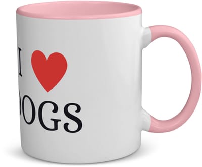 Akyol - i love dogs koffiemok - theemok - roze - Honden - cadeau honden liefhebber - cadeau - dog lover - 350 ML inhoud