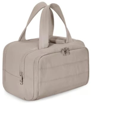 Reis toilettas voor dames, groot formaat, wijd openende reistas voor vrouwen, toilettas, make-uptas, make-up organizer met handvat voor accessoires, benodigdheden en toiletartikelen,Khaki