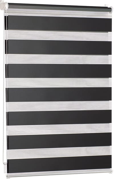 Blumtal Gestreepte Gordijnen - Transparante Rolgordijnen - Kant en Klaar - 120 x 155cm, Zwart - Set van 1