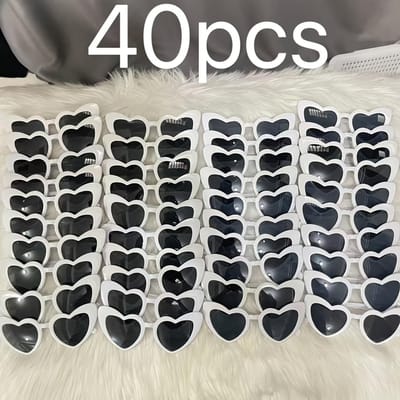 40 stuks Hartvormige Brillen Bruiloft Feestgebruik Verjaardagscadeau Verjaardagscadeau Vrijgezellenfeestgebruik Feestgebruik Benodigdheden Halloween Kerstcadeau black