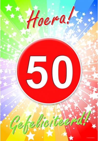 Bellatio Decorations verjaardag deurposter - 50 jaar - abraham/sarah - 59 x 42 cm - leeftijd feestartikelen