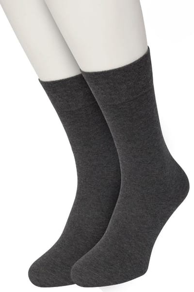 Bonnie Doon Basic Sokken Dames Donker Grijs maat 36/42 - 2 paar - Basis Katoenen Sok - Gladde Naden - Brede Boord - Uitstekend Draagcomfort - Perfecte Pasvorm - 2-pack - Multipack - Effen - Gemeleerd - Dark Grey Heather - OL834222.202