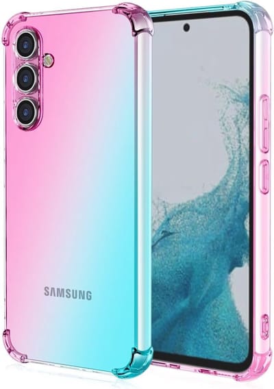 Geschikt voor Samsung Galaxy A35 5G - Schokbestendig - bumper hoesje - Roze / Groen