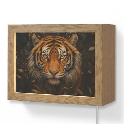 Wandlamp 20x15 cm - Oplaadbaar - Bladeren - Tijger - Oranje - Wandlampen binnen woonkamer - Slaapkamer lamp met kabel - Decoratieve nachtlamp - Vloerlamp snoer
