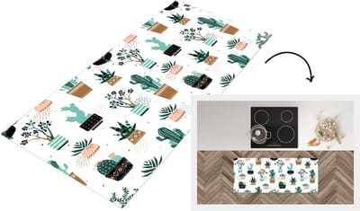 Keukenloper - Loper keuken - Patronen - Cactus - Planten - 120x50 cm - Keukenloper vinyl
