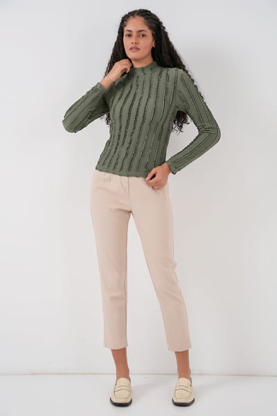 Gestructureerde Slim Fit Halve Colblouse