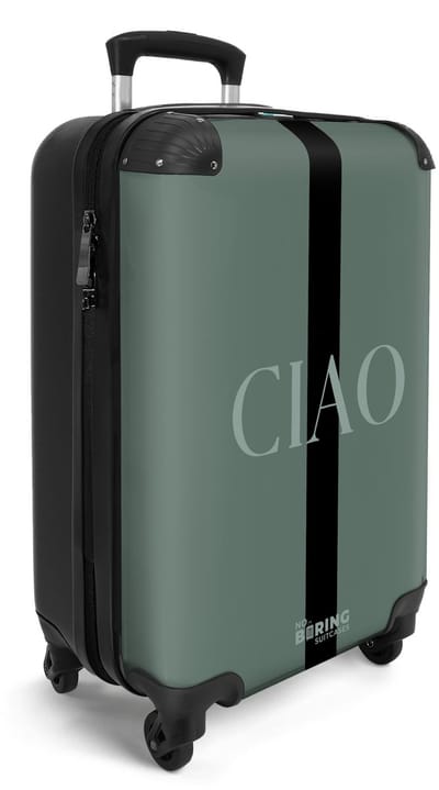 NoBoringSuitcases.com® - Handbagage koffer lichtgewicht - Reiskoffer trolley voor reizen - Groen - CIAO - Cabine rolkoffer met wieltjes - Travel luggage - Hardcase valies klein - Past binnen 55x40x20 en 55x35x25