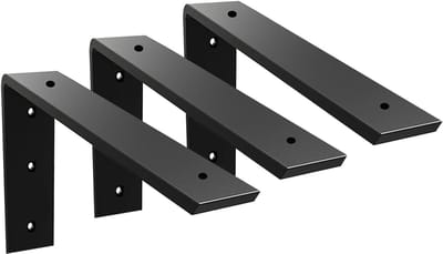 Aanrecht Ondersteuning Beugel - Werkblad Steun - Aanrecht Verstevigen - Heavy Duty IJzer - 8x6 inch 3 Pack - Zwart