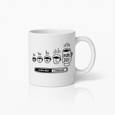 Monday Loading Mok 330ml – Grappige Koffiebeker Cadeau voor Maandag Blues, Kantoorhumor & Koffieliefhebbers