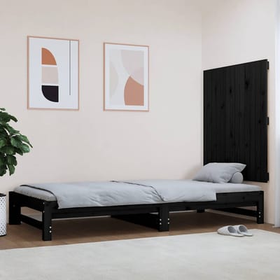 vidaXL - Wandhoofdbord - 82,5x3x90 - cm - massief - grenenhout - zwart