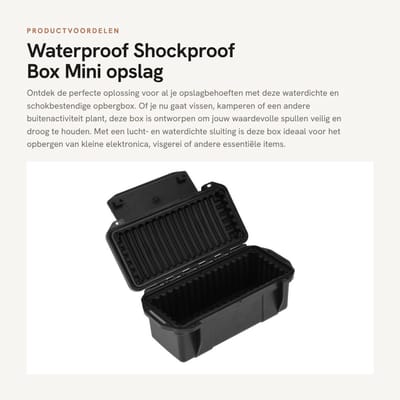 Dailygoods - Waterproof Shockproof Box - Mini opslag - Zwart - Ideaal voor buitenactiviteiten - Duurzaam en compact - Geschikt voor vissen en kamperen