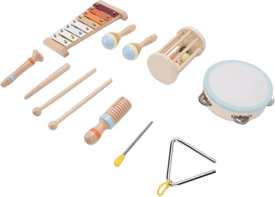 Houten Instrumenten Set - Educatief Speelgoed - Vroege Muziekontwikkeling - Stevig Beukenhout - 26 x 17 x 10 cm