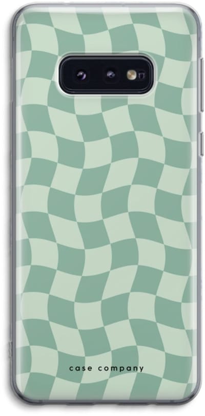 Case Company® - Hoesje geschikt voor Samsung Galaxy S10e hoesje - Grid Groen - Soft Cover Telefoonhoesje - Bescherming aan alle Kanten en Schermrand