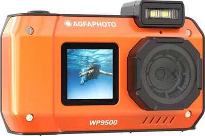 AgfaPhoto Realishot WP9500 - Appareil Photo Numérique Waterproof, Étanche 7m, 24 MP, Zoom 18X, Vidéo 4K, Double Écran 2.9”/1.4” - Orange