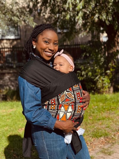 Afrikaanse Print Draagdoek / Draagzak / baby wrap / baby sling - Rood & Oranje Bogolan Symbolen - Baby wrap carrier