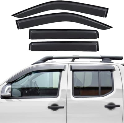 Winddeflector en regendeflector voor Nissan Navara D40 2006-2013 - 4 stuks, zwart, luchtstroomverbetering en bescherming tegen regen