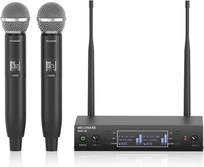 Draadloos microfoonsysteem 328ft bereik - 2 metalen microfoons voor karaoke, optredens en DJ