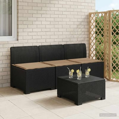 vidaXL - 3-Zits - Tu - bank - met - Kussens - Rattan - Look - 3-zits - PP - Antraciet