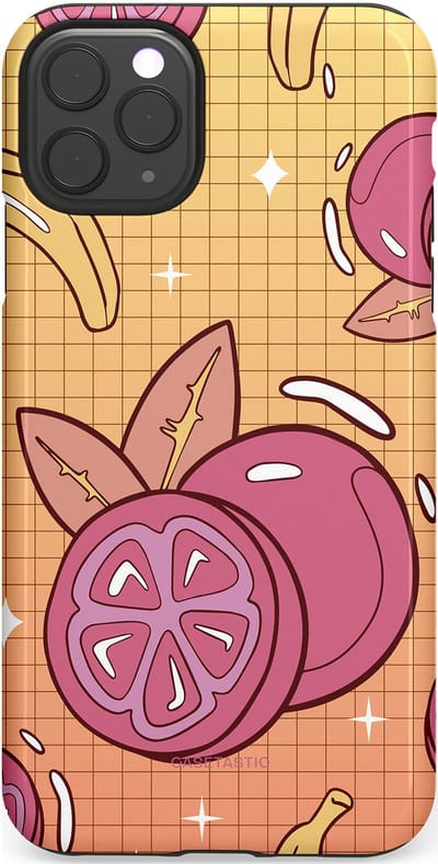 Casetastic Hoesje Geschikt voor Apple iPhone 11 Pro Max - Stijlvolle Beschermende Duo-layer Case - Fruitige bananen ruitjes