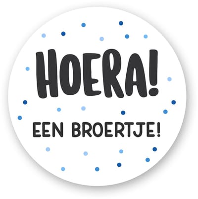 25x Sluitsticker “Hoera! Een broertje!” – Confetti Design – Geboorte Jongen