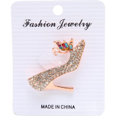 Hoge Hakken Broche Speld Strass Decoratie Legering Kraagspeld Sieraden voor Jas Trui white