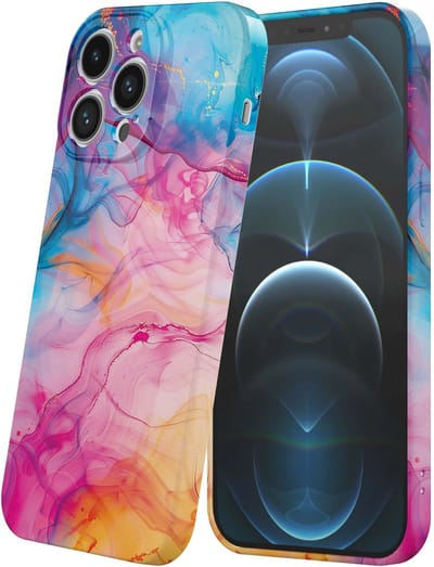 Smartphonica Telefoonhoesje Geschikt voor iPhone 12 Pro met Regenboog Acryl Marmer Opdruk - Flexibel Softcase TPU - Backcover Case Rainbow Acrylic Marble Design geschikt voor iPhone 12 Pro