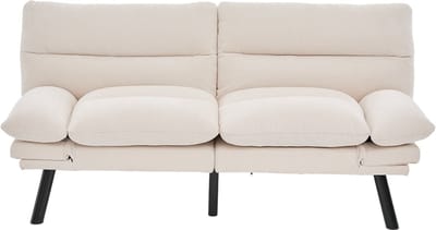 Moderne chenille tweezitter met ergonomisch design, luchtdoorlatende zitvlak, verstelbare rugleuning en armleuningen evenals metalen poten voor optimaal comfort en stabiliteit-Beige