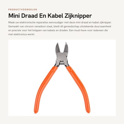 Dailygoods - Mini Draad En Kabel Zijknipper - 5 Inch Precisie Gereedschap - Chroom Vanadium Staal - Voor Elektronische Kabels - Ergonomisch Ontwerp -...