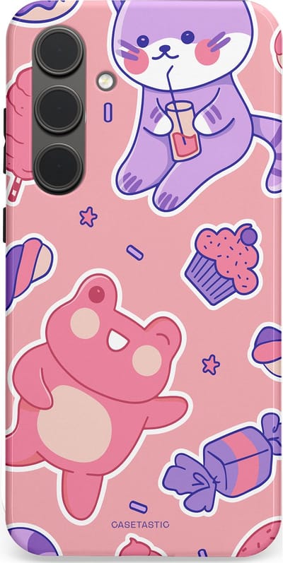 Casetastic hoesje geschikt voor Samsung Galaxy S24 Plus - Dubbellaagse bescherming - Snoepvriendjes - Fashion Case - Lichtroze Lavendel Koraal