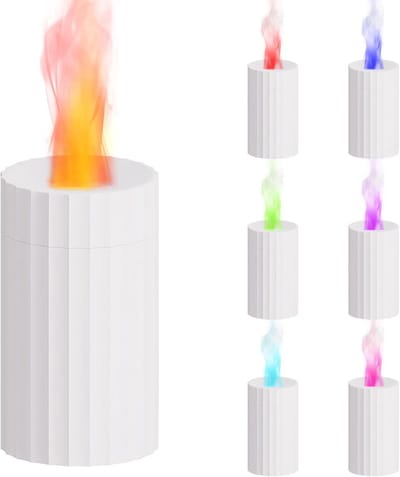 Luchtbevochtiger 100 ml - Mini Diffuser Luchtbevochtiger, Aromatherapie Diffuser met 7 Kleurenlampjes, Lampjes kunnen in kleur worden vastgezet, Voor Thuis, Kantoor, Slaapkamer (Wit)