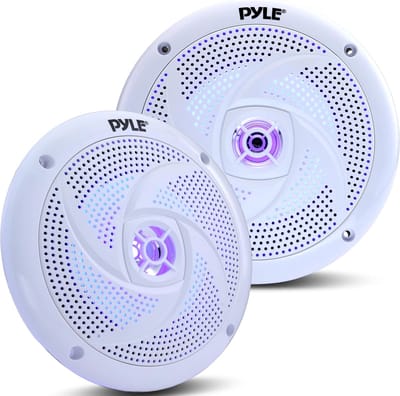 Maritieme Luidsprekers - Waterdichte Speakers - Buiten Audio - Ingebouwde LED - 4 Inch - Wit
