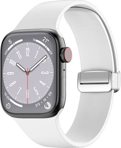 By Qubix - Geschikt voor Apple Watch bandje - Siliconen bandje - Folding Buckle - Wit - Geschikt voor Apple Watch 44mm / 45mm / 46mm / 49mm (Ultra 1,2 en 3) - siliconen sport bandje - smartwatchbandje