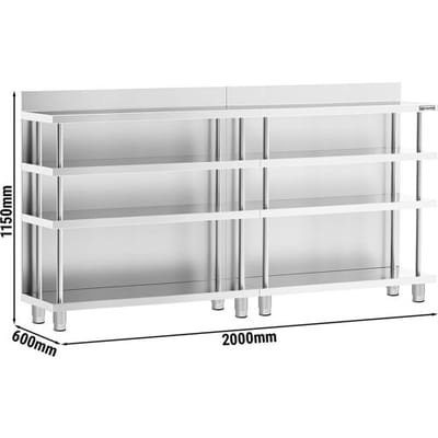 GGM Gastro Bar-Arbeitstisch - Edelstahl - 2000x600mm - mit 4 Ablagen