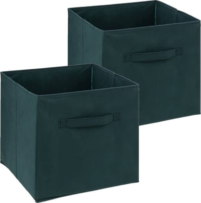 5Five Opbergmand/kastmandje - 2x - Smaragd groen - 31 x 31 x 31 cm - 29 liter - Vakkenkast manden - Stof met versterkte bodem - Opvouwbaar