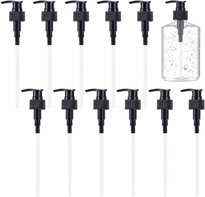 Vervangende Pompen voor Dispenser - Zeep, Lotion & Shampoo - 12 Stuks - Zwart - Plastic