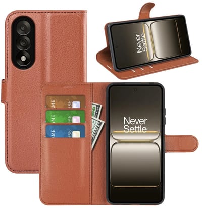 MobyDefend Hoesje - Geschikt voor OnePlus Nord 5 - Kunstleren Wallet Book Case (Sluiting Voorkant) - Bruin