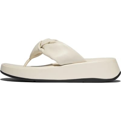 Fitflop Slipper F-Mode Knot Soft-Leather Flatform Toe-Post Beige
