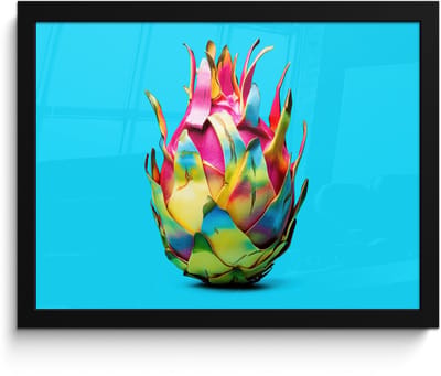 Poster in lijst - Fotolijst 40x30 cm - Posters - Drakenfruit - Blauw - Levendig - Posterlijst zwart - Decoratie - Wanddecoratie woonkamer - Muurdecoratie slaapkamer