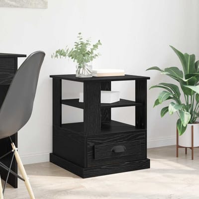 vidaXL - Nachtkastje - Zwart - Eiken - 50 - x - 50 - x - 60 - cm - Bewerkt - hout