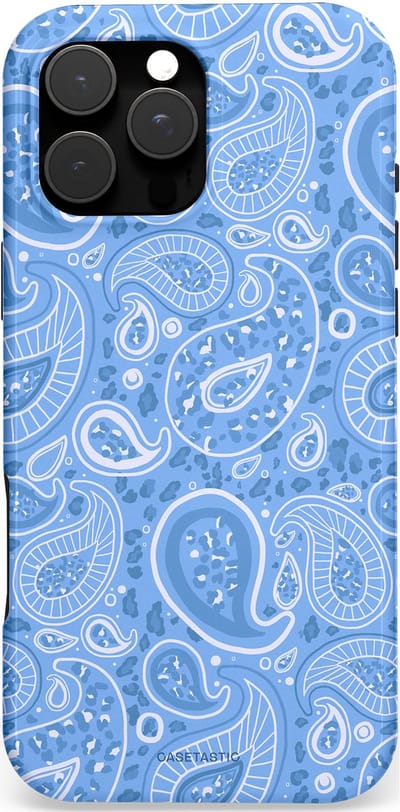 Casetastic hoesje geschikt voor Apple iPhone 16 Pro Max - MagSafe - Dubbellaagse bescherming - Paisley verleiding - Fashion Case - Lichtblauw Lavendel