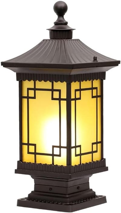 Japanse Stijl Lantaarn - Vloerlamp Buiten - Tuinverlichting Creëren - Waterdicht Aluminium - 48 cm Hoog - Bruin