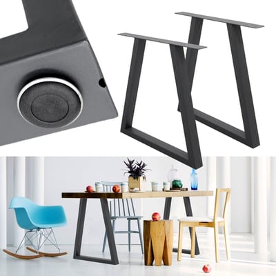 2x tafelpoten trapezium design 60x72 cm antraciet gepoedercoat stalen onderstel eettafel en bureau