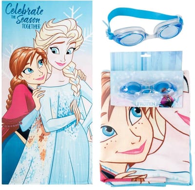 Frozen Strandset Kinderen – Strandlaken Handdoek en Zwembril Meisjes – Elsa en Anna – Zomer